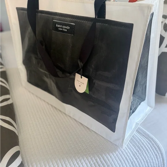 kate spade Black and White Clear Tote with Green Accent Tag - Picture 3 of 6